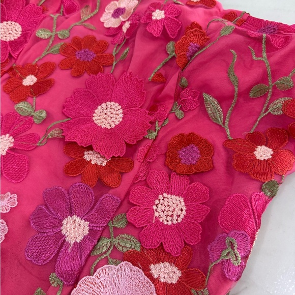 Lulu's Hot Pink Floral Mini Dress with Tie Strap Ribbons Brand New’ Adorable! - Picture 3 of 5